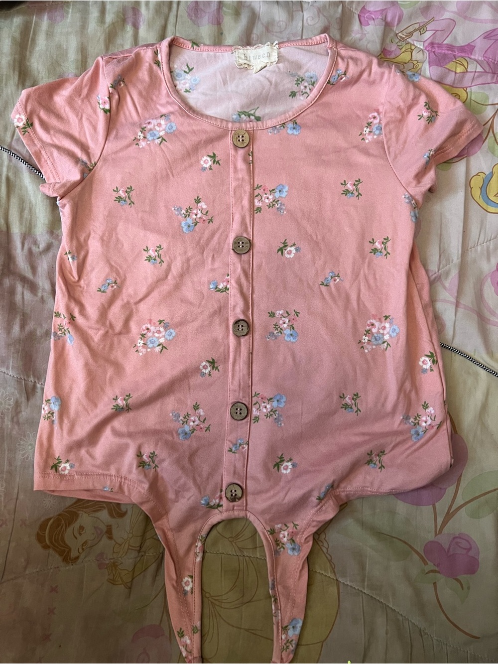 btween Pink Floral Button-Front Infant Romper